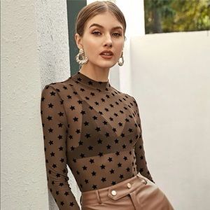 (3/$15) Long Sleeve Mesh Star Shirt SHEIN (Size S)
